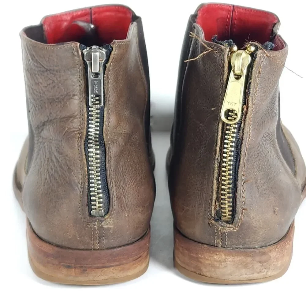 Freebird by Steven Men's Brown Leather Chelsea Boots with Red Lining